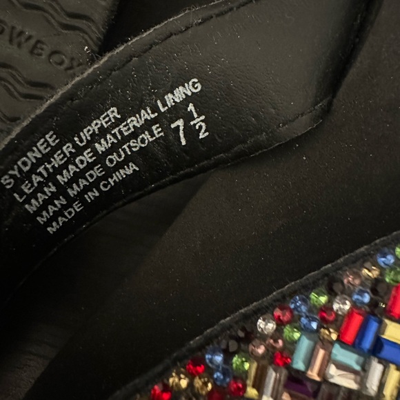 🛍️Yellow Box Multicolor Beaded Black Wedge Sandals - Picture 9 of 9